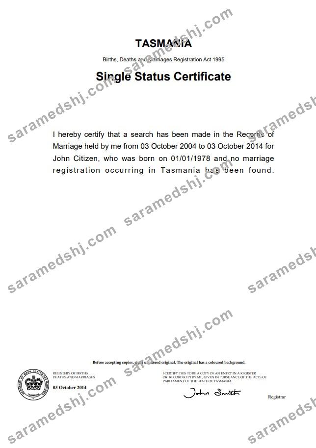Australia Tasmania divorce certificate template in Word